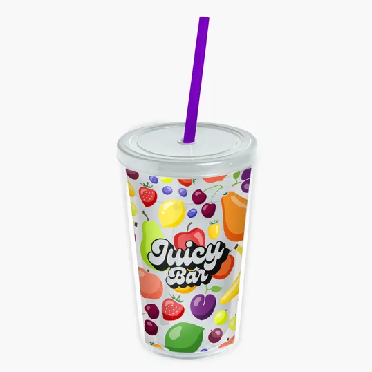 Garyline® Transparent Tumbler with Straw Lid and Full-Color Insert, 16 oz. — view 15