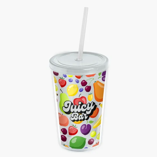Garyline® Transparent Tumbler with Straw Lid and Full-Color Insert, 16 oz. — view 9