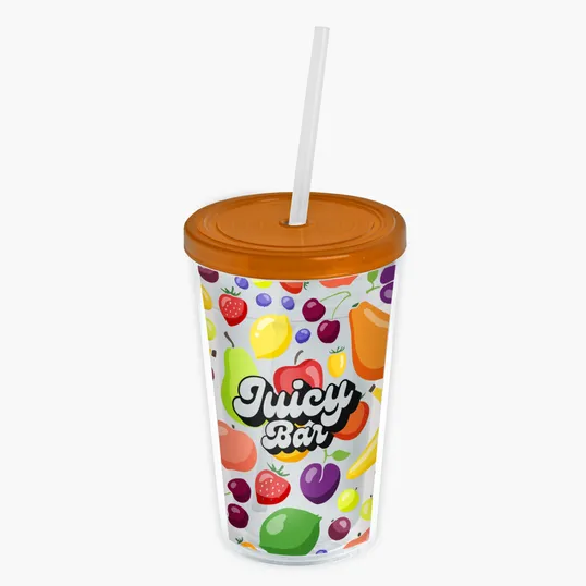 Garyline® Transparent Tumbler with Straw Lid and Full-Color Insert, 16 oz. — view 51