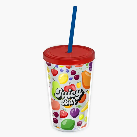 Garyline® Transparent Tumbler with Straw Lid and Full-Color Insert, 16 oz. — view 20