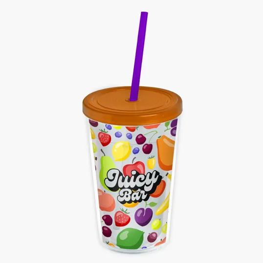 Garyline® Transparent Tumbler with Straw Lid and Full-Color Insert, 16 oz. — view 44