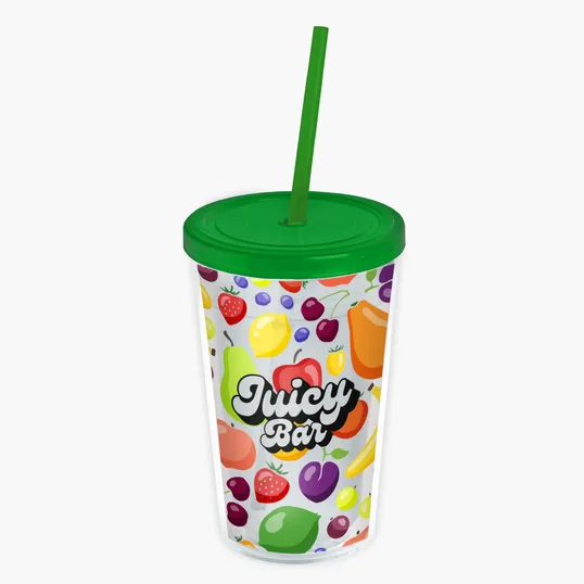 Garyline® Transparent Tumbler with Straw Lid and Full-Color Insert, 16 oz. — view 22