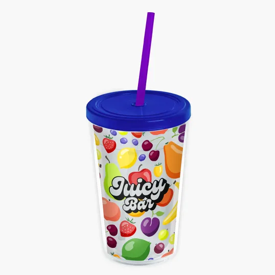 Garyline® Transparent Tumbler with Straw Lid and Full-Color Insert, 16 oz. — view 42