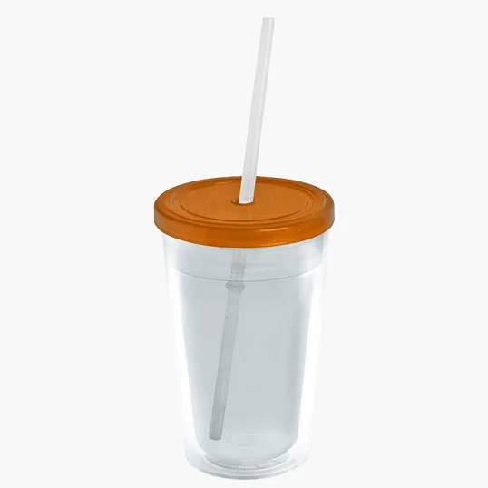 Garyline® Transparent Tumbler with Straw Lid and Full-Color Paper Insert, 16 oz. — view 3