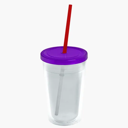 Garyline® Transparent Tumbler with Straw Lid and Full-Color Paper Insert, 16 oz. — view 2