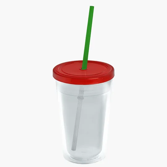 Garyline® Transparent Tumbler with Straw Lid and Full-Color Paper Insert, 16 oz.