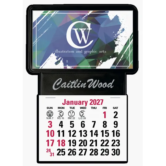 Triumph® Calendars Press-N-Stick Business Card Holder with Calendar Pad — view 2