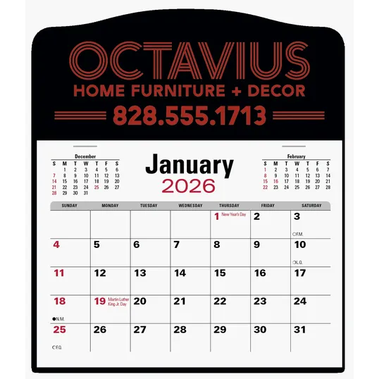 Triumph® Press-N-Stick Jumbo Header Calendar, 3-Month