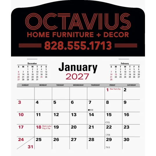 Triumph® Press-N-Stick Jumbo Header Calendar, 3-Month — view 3