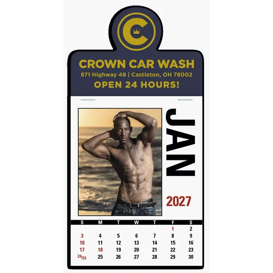 Triumph® Press-N-Stick Male Call Calendar, 13-Month