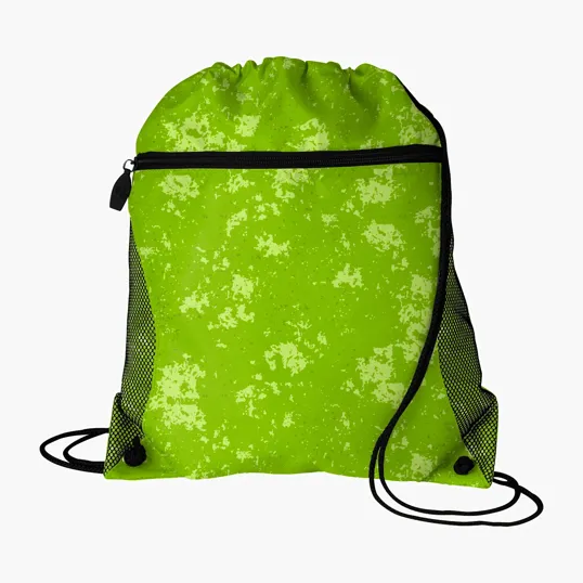 Good Value™ Distressed Printed Mesh Pocket Drawcord Bag