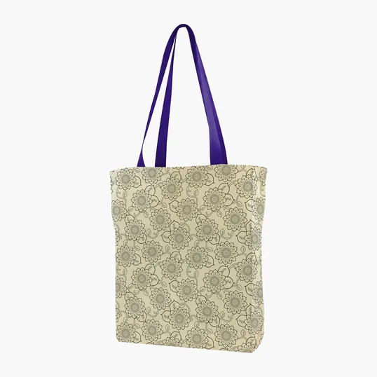 Gusseted Cotton Tote with All-Over Print — view 22
