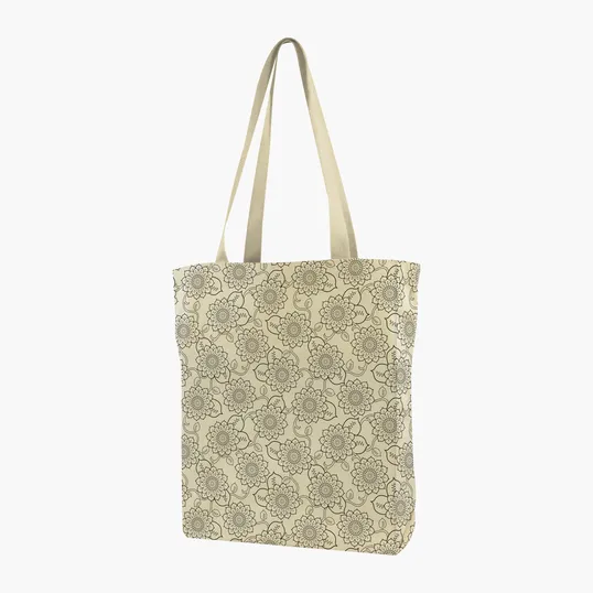 Gusseted Cotton Tote with All-Over Print — view 42