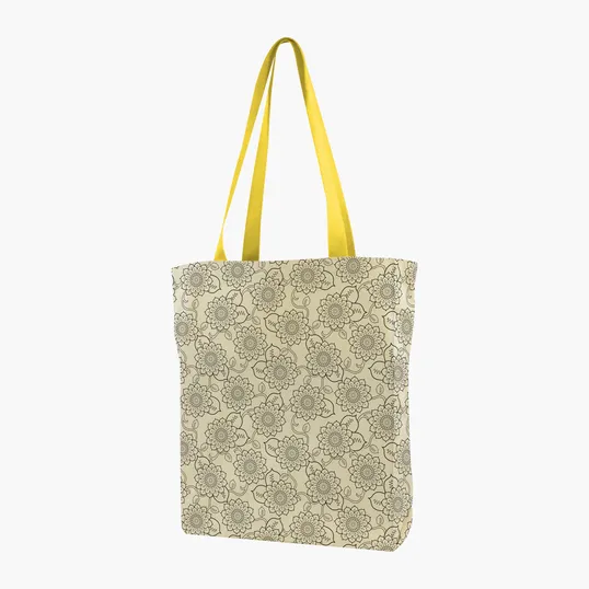 Gusseted Cotton Tote with All-Over Print — view 30