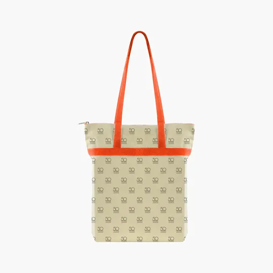 Zippered Cotton Tote with All-Over Print — view 44