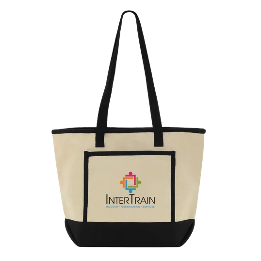 Tote Me Around Cotton Tote with Color-Trimmed Pocket — view 9