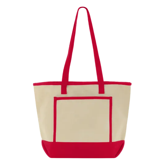 Tote Me Around Cotton Tote with Color-Trimmed Pocket — view 5