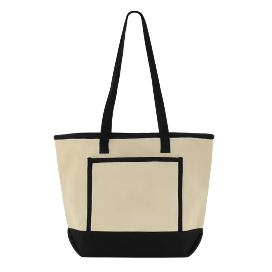 Tote Me Around Cotton Tote with Color-Trimmed Pocket — view 2