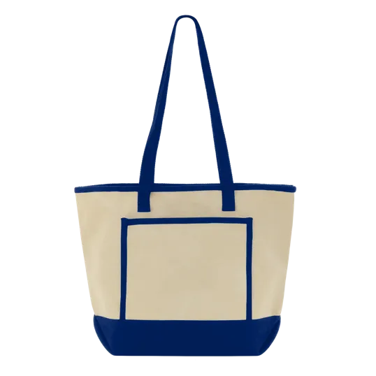 Tote Me Around Cotton Tote with Color-Trimmed Pocket — view 7