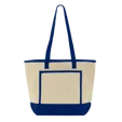 Tote Me Around Cotton Tote with Color-Trimmed Pocket — view 7