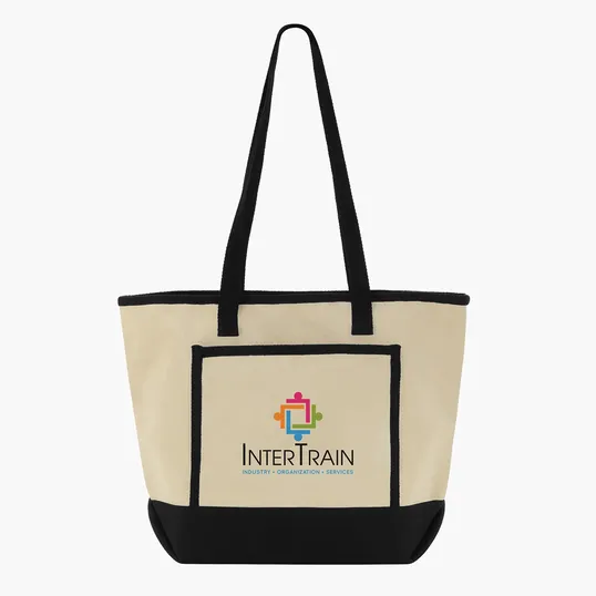 Tote Me Around Cotton Tote with Color-Trimmed Pocket — view 8