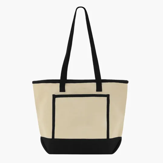 Tote Me Around Cotton Tote with Color-Trimmed Pocket