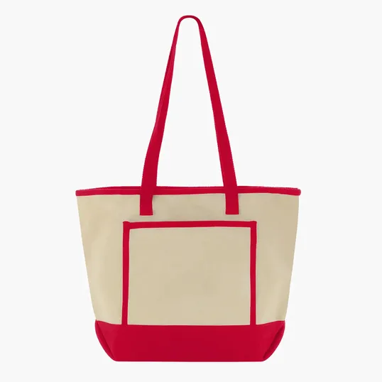 Tote Me Around Cotton Tote with Color-Trimmed Pocket — view 4