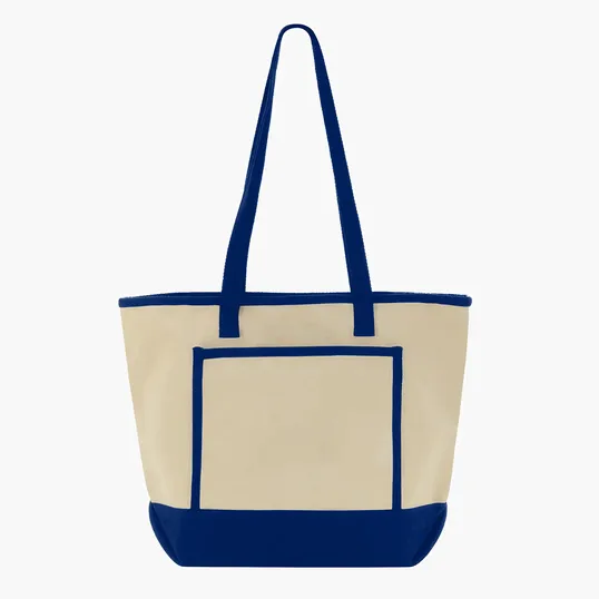 Tote Me Around Cotton Tote with Color-Trimmed Pocket — view 6