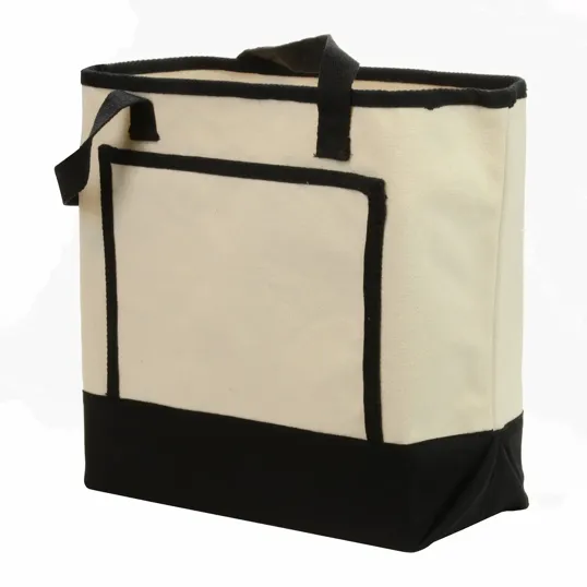 Tote Me Around Cotton Tote with Color-Trimmed Pocket — view 3