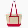 Tote Me Around Cotton Tote with Color-Trimmed Pocket — view 4