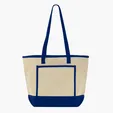 Tote Me Around Cotton Tote with Color-Trimmed Pocket — view 6