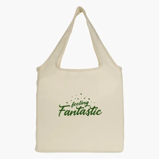 Foldable Cotton Tote Bag with Sewn-In Pocket, 4 oz. — view 7