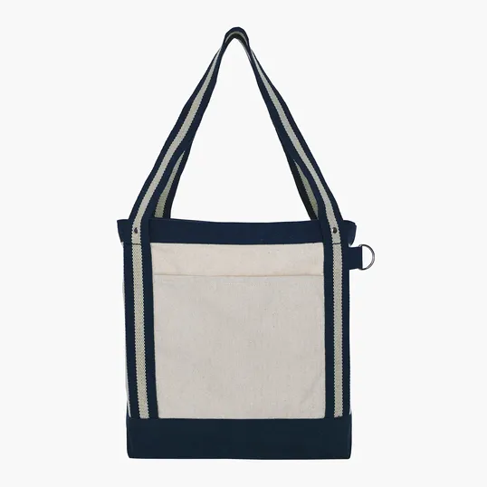 V Natural Striped Recycled Cotton Boat Bag — view 4