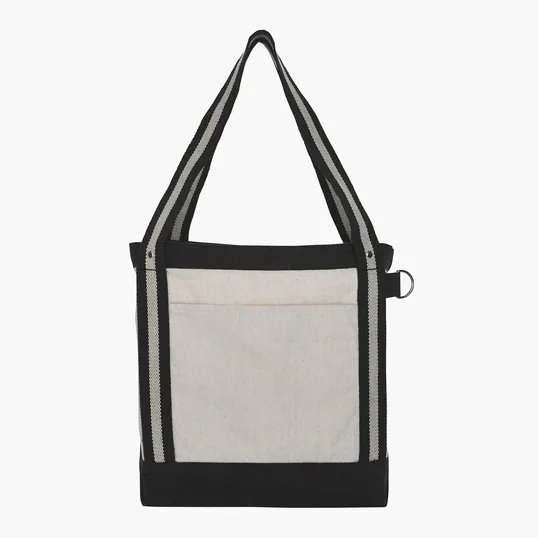 V Natural Striped Recycled Cotton Boat Bag — view 2