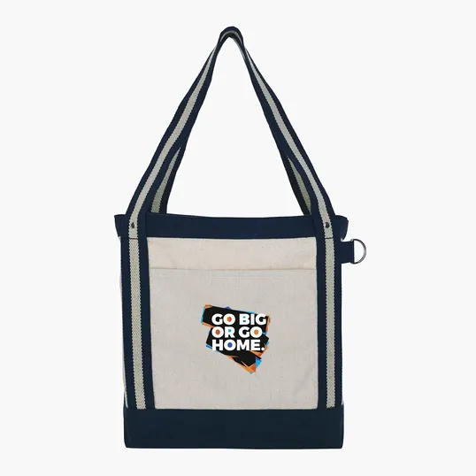 V Natural Striped Recycled Cotton Boat Bag — view 5
