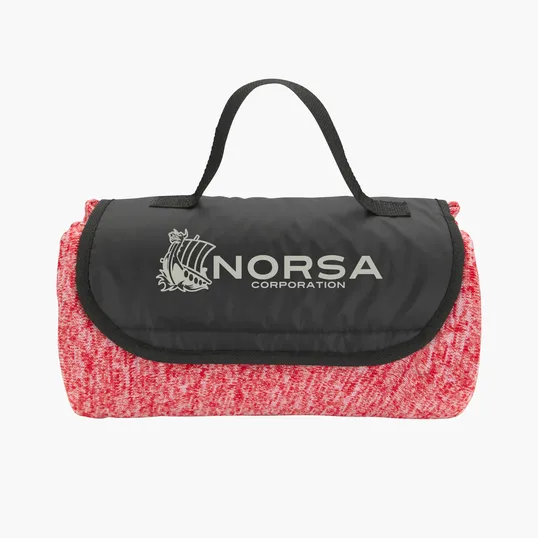 Heathered Fold-Up Blanket with Attached Carry Handle — view 8