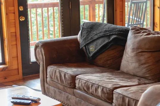 Sherpa-Backed Heathered Blanket — view 6