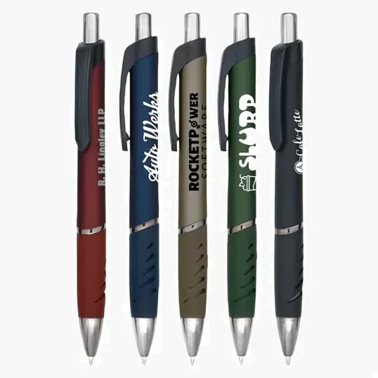 Atlantis Ballpoint Pen with Soft-Touch Grip and Metallic Barrel