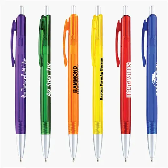 Bargain Writer Translucent Ballpoint Pen with Silver Trim