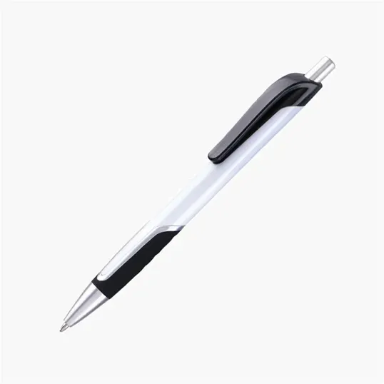 Wedge Retractable Ballpoint Pen with Colored Grip and Clip — view 2