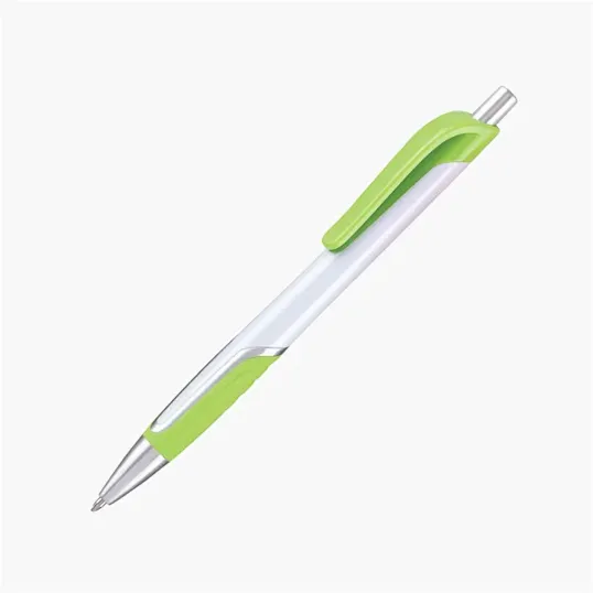 Wedge Retractable Ballpoint Pen with Colored Grip and Clip — view 4