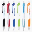 Wedge Retractable Ballpoint Pen with Colored Grip and Clip