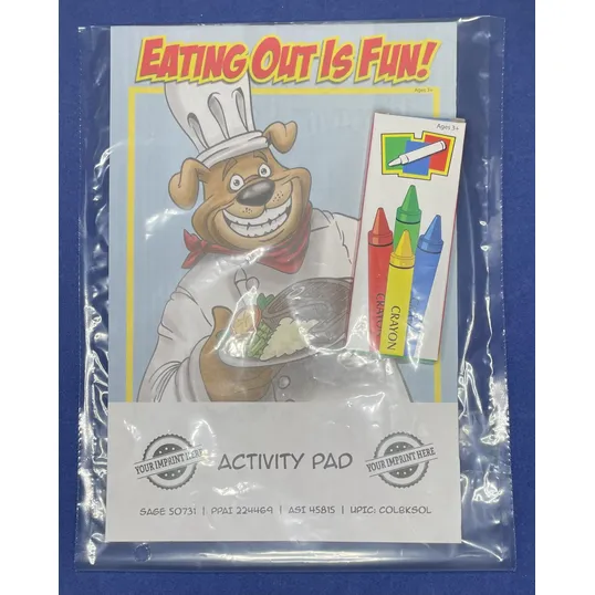 Eating Out Is Fun Activity Pad Set with 4-Pack of Crayons
