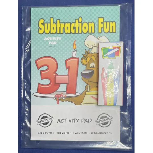 Subtraction Fun Activity Pad Set with Crayons