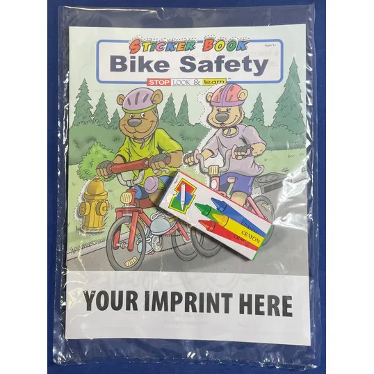 Bike Safety Sticker Book and Crayon Fun Pack for Kids