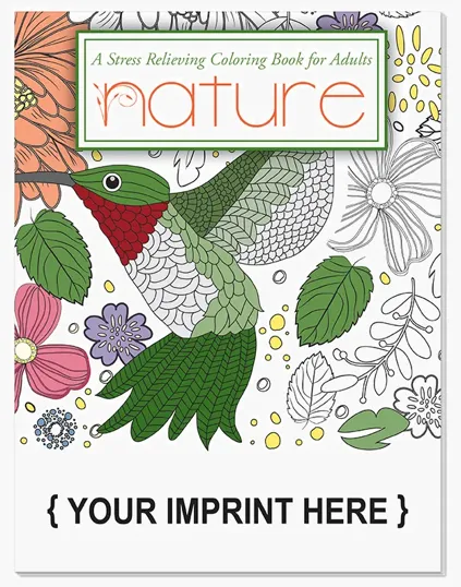 Nature Stress Relieving Adult Coloring Book, 8" x 10.5"