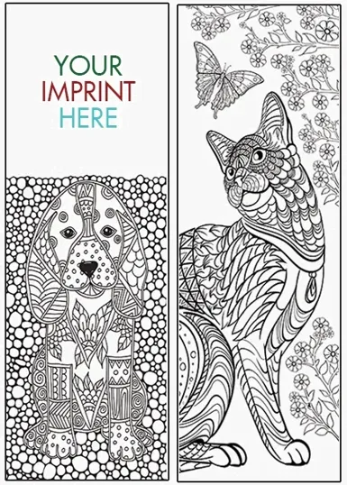 Animals Coloring Bookmark, Two-Sided