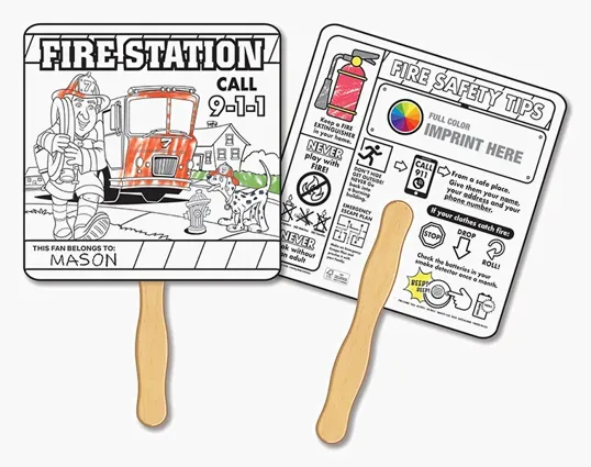 Fire Safety Coloring Hand Fan