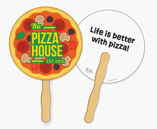 Round Shaped Full Color Hand Fan with Wood Handle