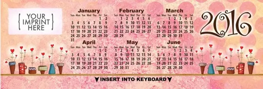 Flower Pots Keyboard Calendar with Full-Color Imprint